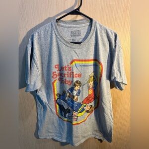 Steven Rhodes Gray Lets Sacrifice Toby T-Shirt with Colorful Graphic Size Large
